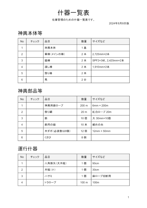 什器一覧表（2024年8月8日版）